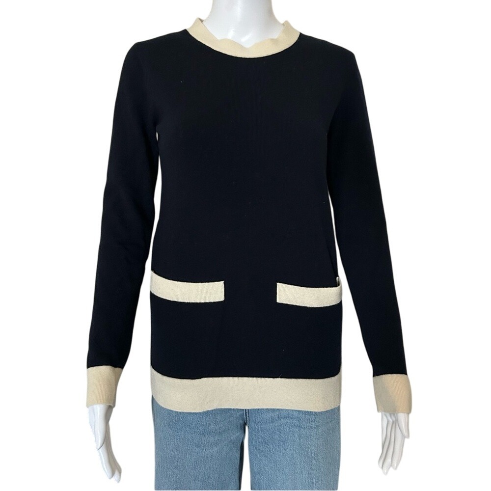 Gucci Black and Cream Cashmere Wool Sweater Size XS